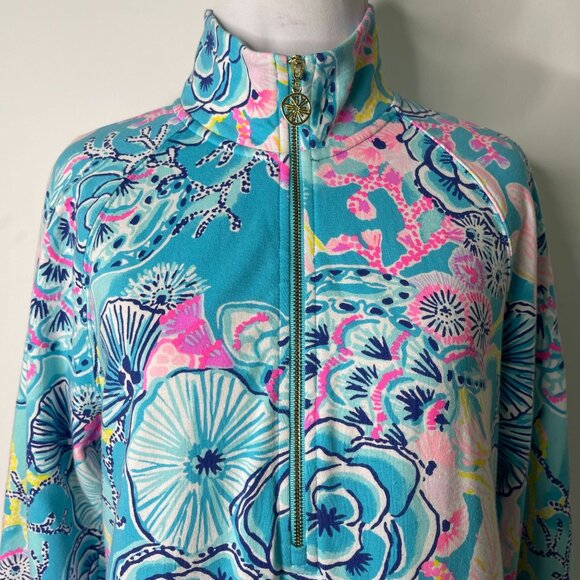 Lilly Pulitzer #004839 Women's Blue Skipper Popover 1/4 Zip Up Jacket Size Small - Picture 2 of 10